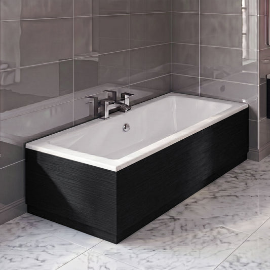 [BBPA613] 800mm Bath MFC End Panel & Plinth - Woodgrain Charcoal Black - Silo