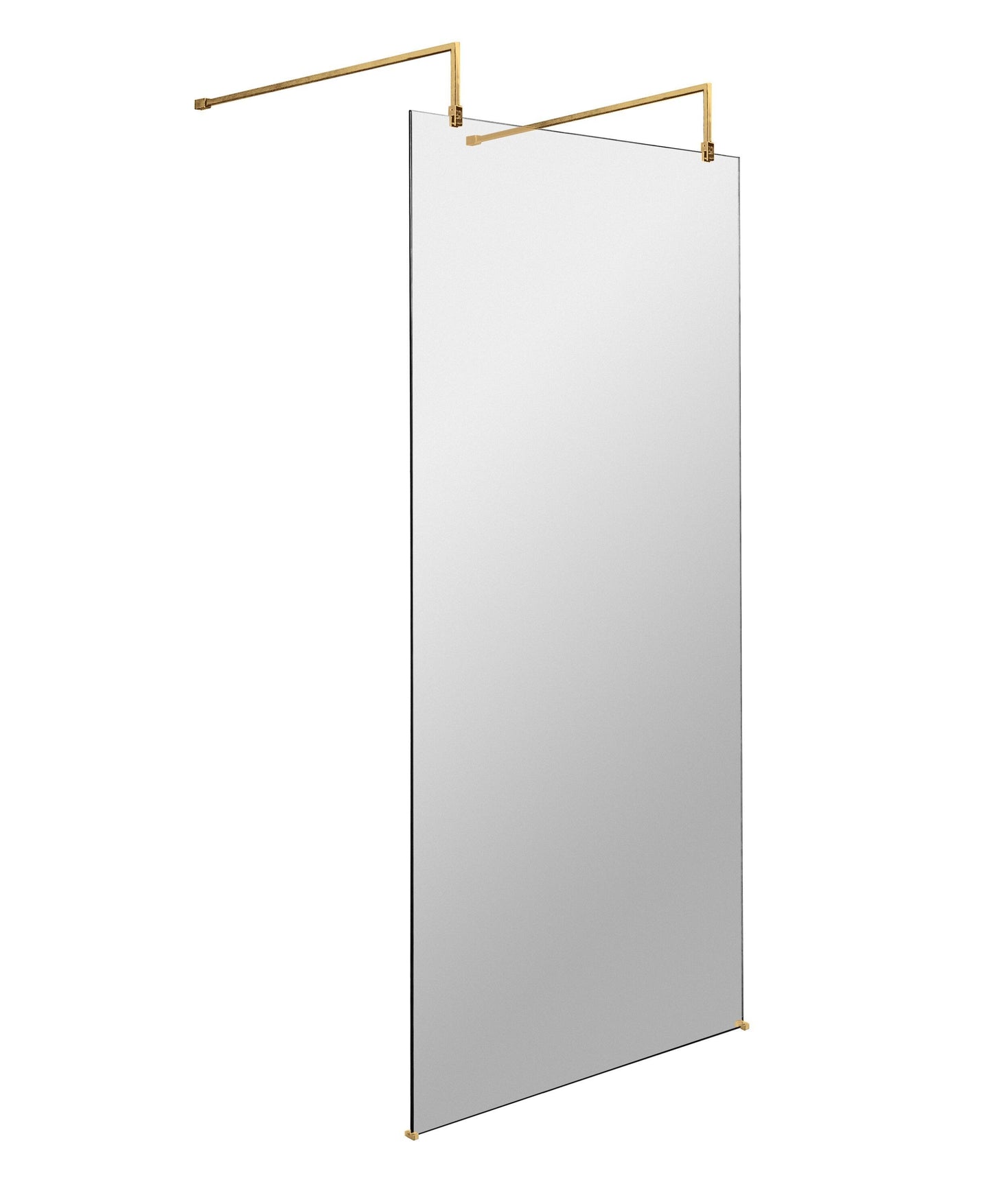 Hudson Reed 898mm Frameless Brushed Brass Wetroom Screen With Arms And Feet