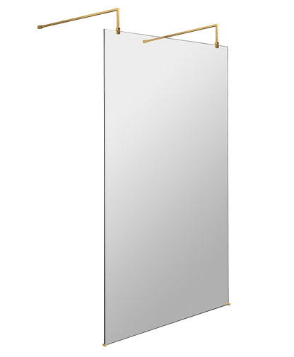 Hudson Reed 1100mm Frameless Brushed Brass Wetroom Screen With Arms And Feet