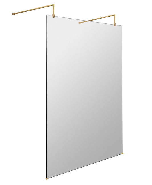 Hudson Reed 1198mm Frameless Brushed Brass Wetroom Screen With Arms And Feet
