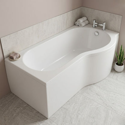 [BBPB1685R] Balterley Modern P Shape Left Hand Shower Bath Tub with Leg Set - Silo