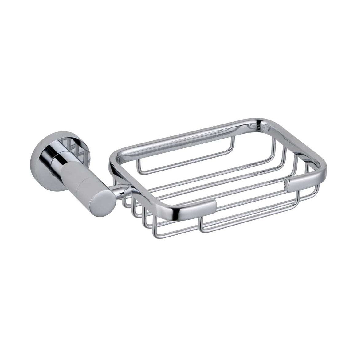 [BBRAFB35] Balterley Modern Rectangular Grill Wall Mounted Bathroom Soap Dish Holder Durable Brass Construction, 184x110mm - Chrome Finish - Cutout