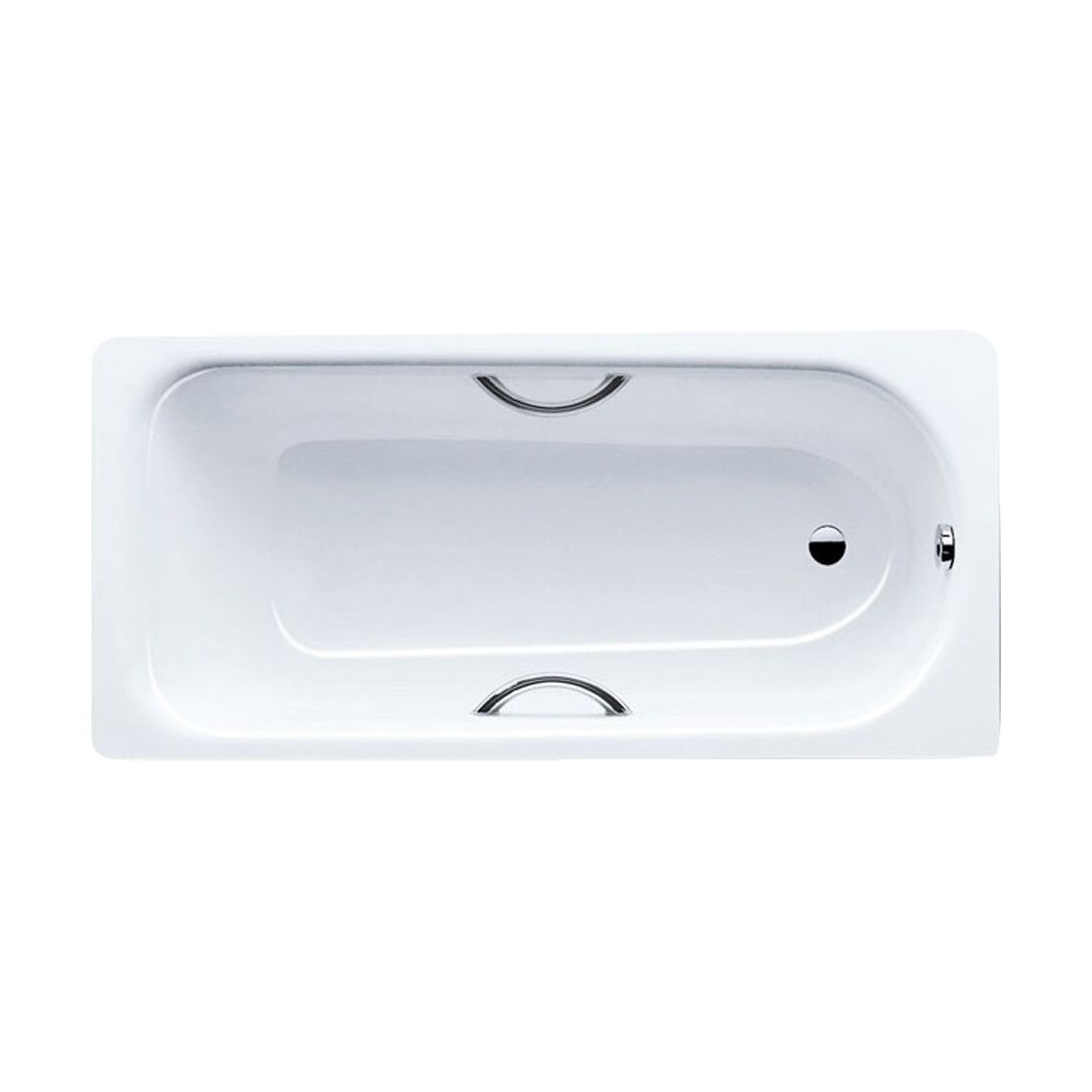 [BBS1001] Balterley Single Ended Rectangular Steel Enamel Bath Twin Grip Holes, 1700x700mm - Alpine White - Cutout