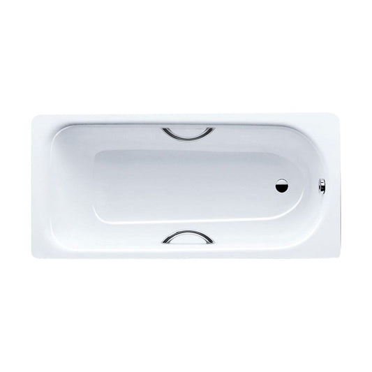 [BBS1001] Balterley Single Ended Rectangular Steel Enamel Bath Twin Grip Holes, 1700x700mm - Alpine White - Cutout