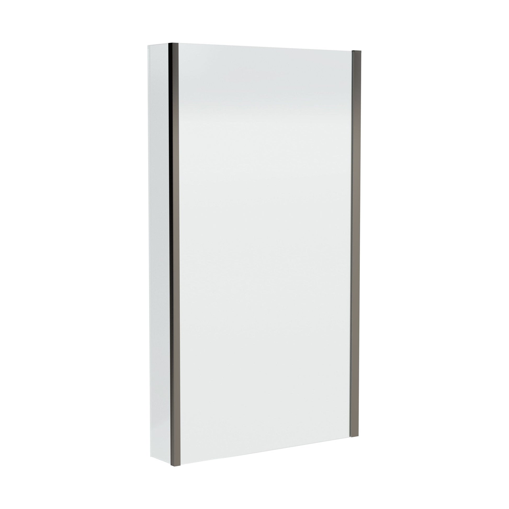 [BBSC27] Contemporary 6mm Toughened Safety Glass Square Fixed Bath Screen with Fixed Return - 1400 x 815 x 160mm - Brushed Pewter - Cutout