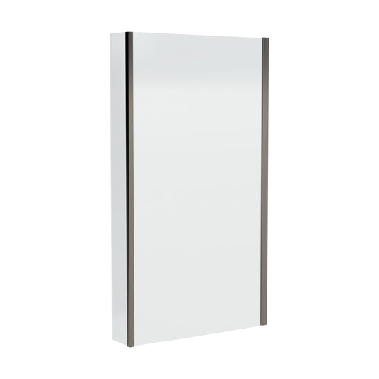 [BBSC27] Contemporary 6mm Toughened Safety Glass Square Fixed Bath Screen with Fixed Return - 1400 x 815 x 160mm - Brushed Pewter - Cutout