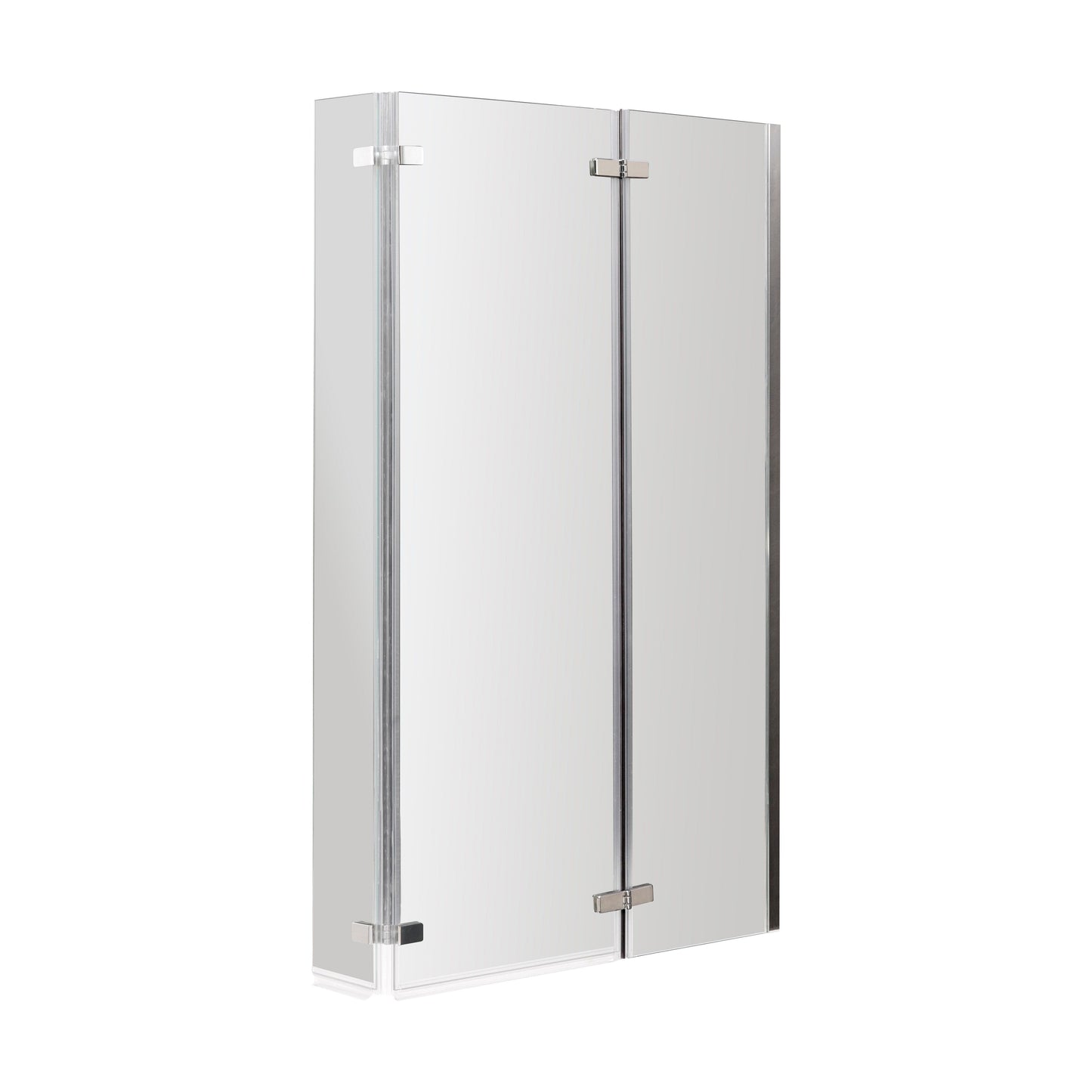 [BBSCBS3] 6mm Toughened Safety Glass Reversible L-Shaped Bath Screen Double Hinged - Chrome - Cutout