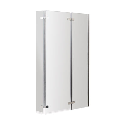 [BBSCBS3] 6mm Toughened Safety Glass Reversible L-Shaped Bath Screen Double Hinged - Chrome - Cutout