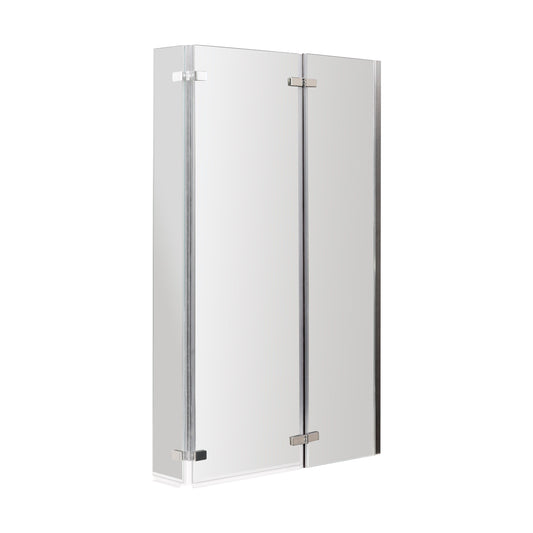 [BBSCBS3] 6mm Toughened Safety Glass Reversible L-Shaped Bath Screen Double Hinged - Chrome - Cutout