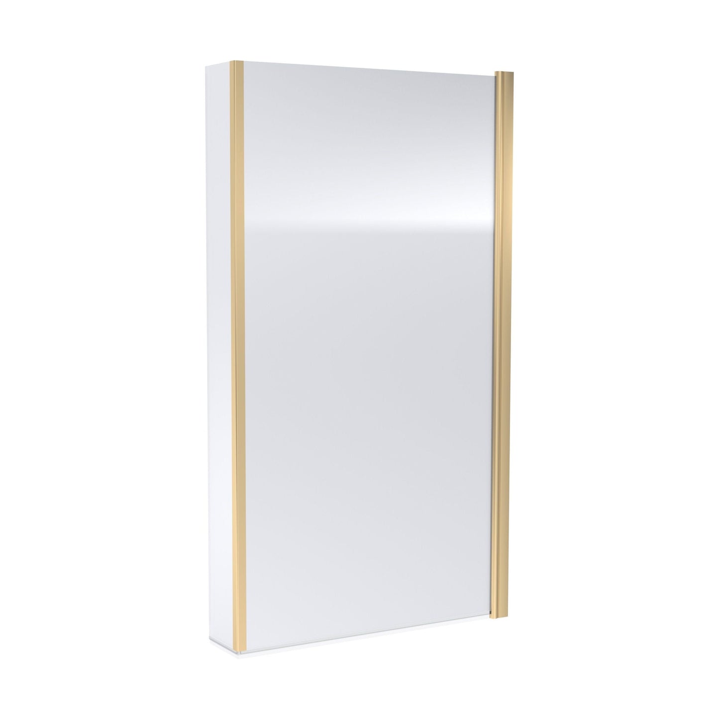 [BBSCBS78] Contemporary 6mm Toughened Safety Glass Square Hinged Bath Screen with Fixed Return - 1430 x 795 x 24mm - Brushed Brass - Cutout