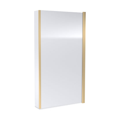 [BBSCBS78] Contemporary 6mm Toughened Safety Glass Square Hinged Bath Screen with Fixed Return - 1430 x 795 x 24mm - Brushed Brass - Cutout