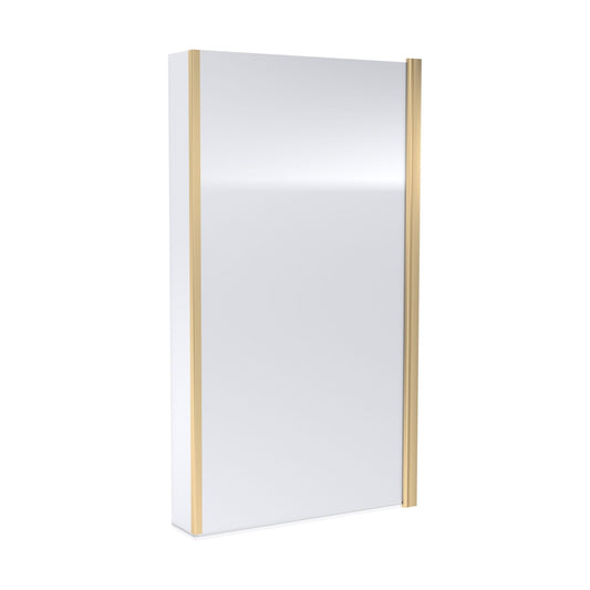 [BBSCBS78] Contemporary 6mm Toughened Safety Glass Square Hinged Bath Screen with Fixed Return - 1430 x 795 x 24mm - Brushed Brass - Cutout