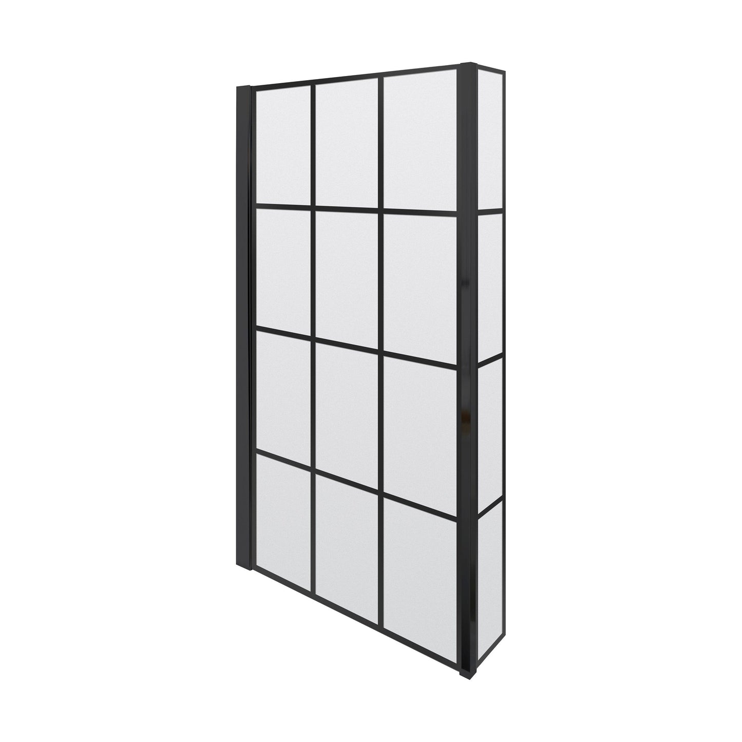 [BBSCBS7BF] Black Frame 6mm Glass L Shaped Shower Bath Screen 1430 x 795 x 150mm - Cutout