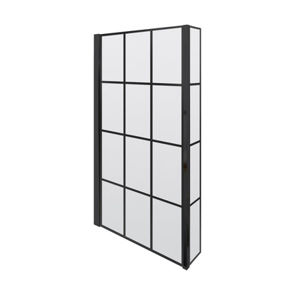 [BBSCBS7BF] Black Frame 6mm Glass L Shaped Shower Bath Screen 1430 x 795 x 150mm - Cutout