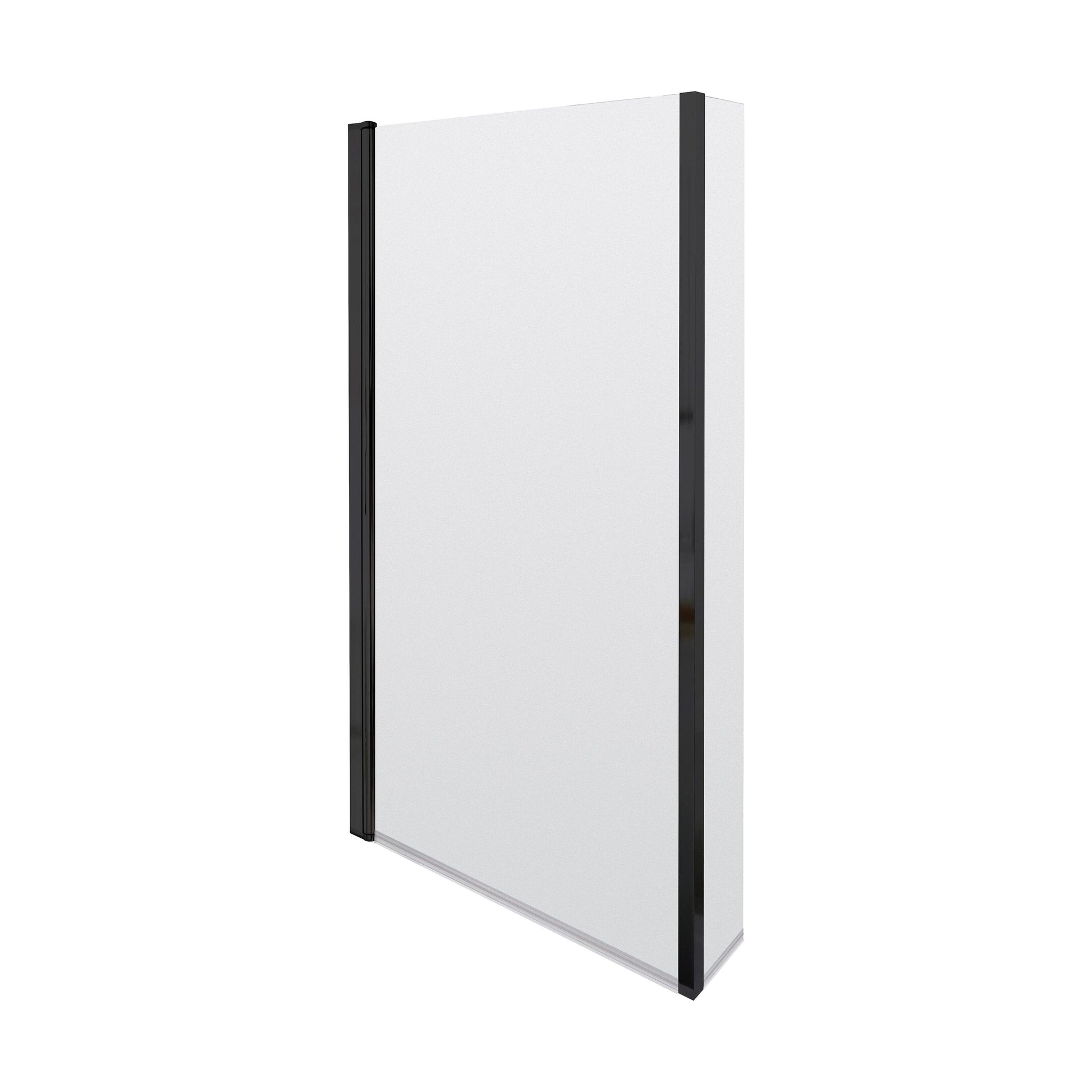 [BBSCBS7BP] 6mm Toughened Safety Glass L Shaped Reversible Bath Screen with Fixed Return - Black - Cutout