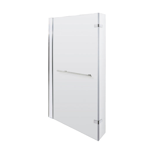 [BBSCBSR1] 6mm Toughened Safety Glass Reversible L-Shaped Bath Fixed Screen Hinged Return with Rail - Chrome - Cutout