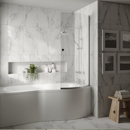 [BBSCCS1] Chrome 6mm Toughened Safety Glass Reversible P-Bath Screen with Knob - Lifestyle 1