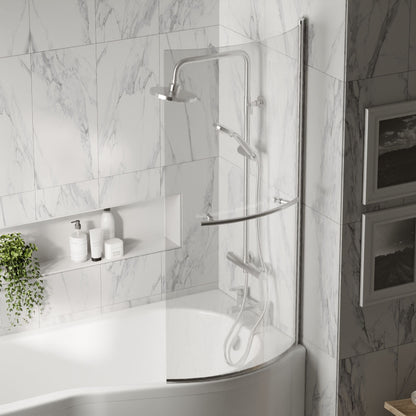[BBSCCSR1] Balterley Contemporary 6mm Toughened Safety Glass Reversible P-Bath Screen with Towel Rail, 1430 x 715 x 185mm - Chrome - Lifestyle 3