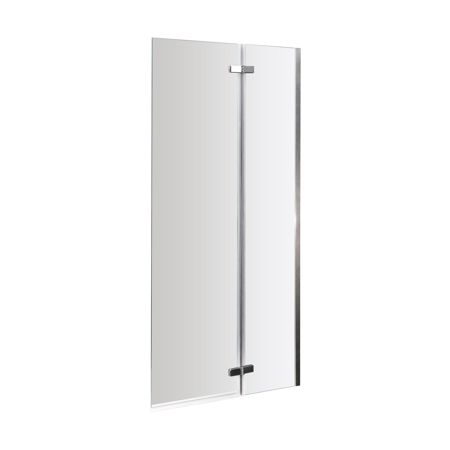 [BBSCRSS1] Chrome 5mm Toughened Safety Glass Centre Hinged Shower Bath Screen - Cutout