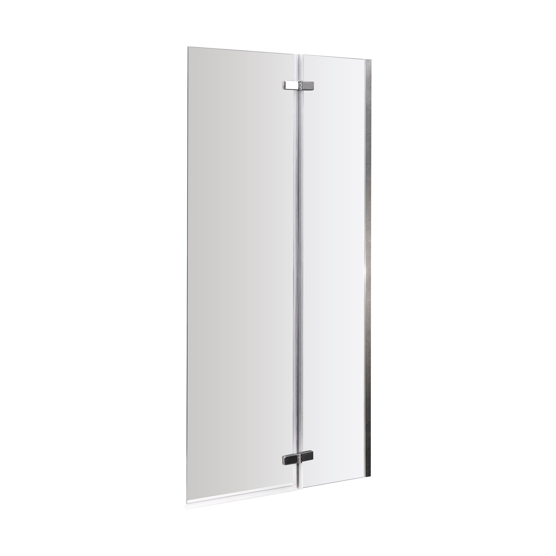 [BBSCRSS1] Chrome 5mm Toughened Safety Glass Centre Hinged Shower Bath Screen - Cutout