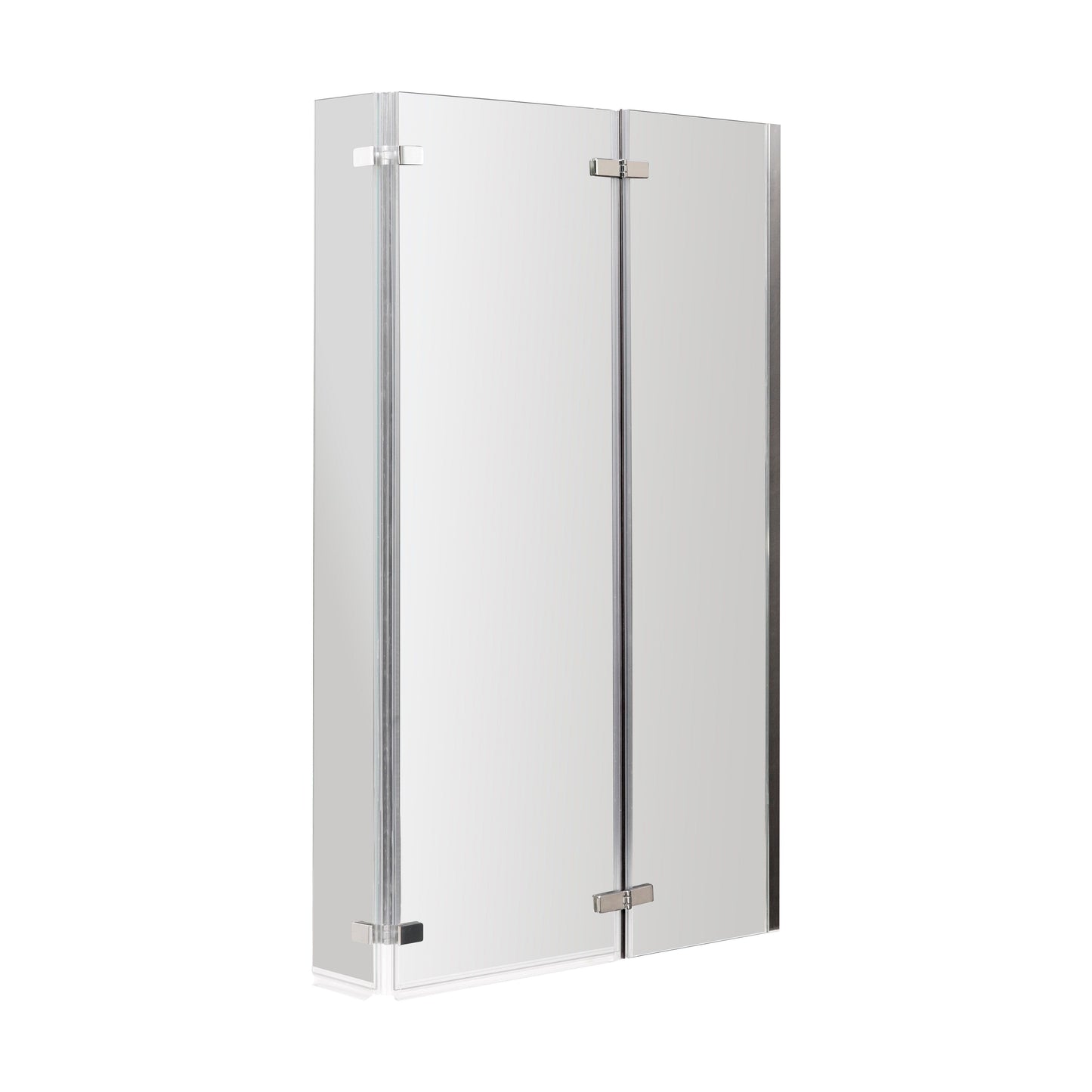 [BBSCSBS0] 5mm Toughened Safety Glass Centre Hinged L Shaped Shower Bath Screen - Chrome - Cutout