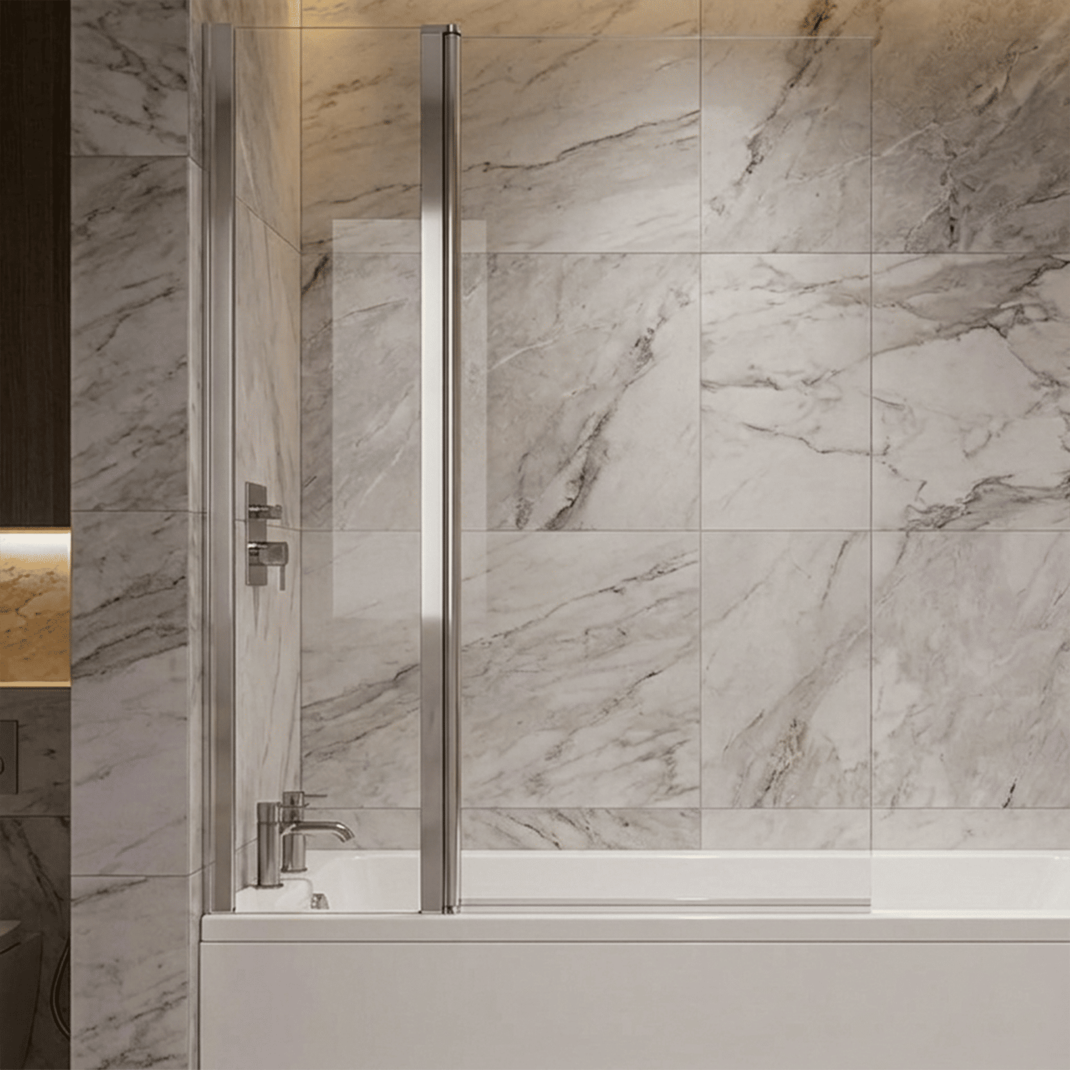 [BBSCSQ1] Contemporary Square Bath Shower Screen - Choice of Style and Finish - Silo