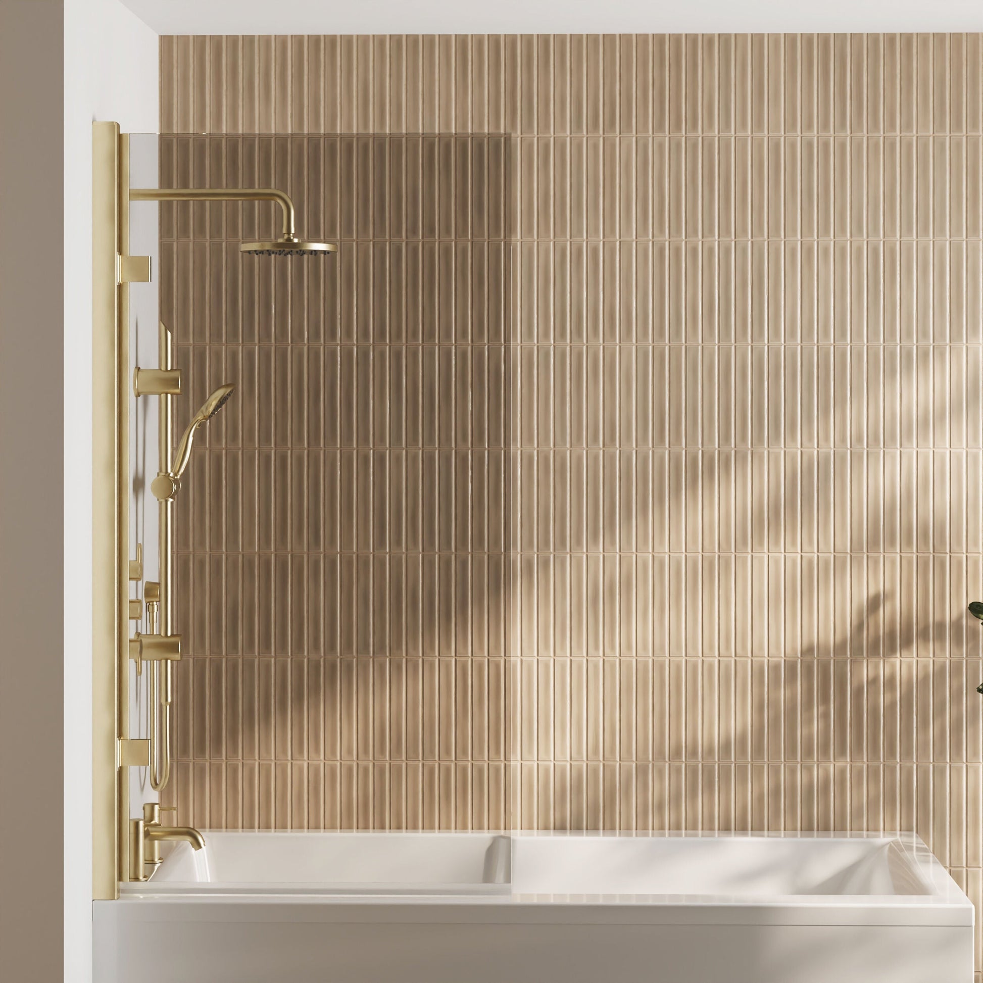 [BBSCSQ78] Contemporary 8mm Toughened Safety Glass Reversible Hinged Straight Shower Bath Screen - Choice of Colour - Lifestyle 1