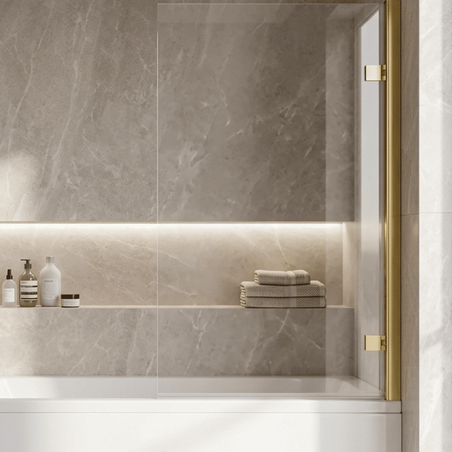 [BBSCSQ78] Contemporary 8mm Toughened Safety Glass Reversible Hinged Straight Shower Bath Screen - Choice of Colour - Silo