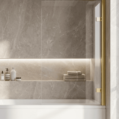 [BBSCSQ78] Contemporary 8mm Toughened Safety Glass Reversible Hinged Straight Shower Bath Screen - Choice of Colour - Silo
