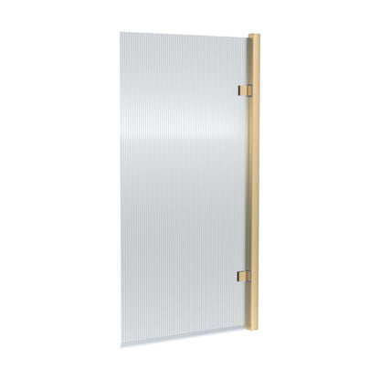 [BBSCSQ7FLBB] Contemporary 8mm Toughened Safety Glass Square Hinged Fluted Bath Screen, 1520 x 830 x 24mm - Choice of Colour - Cutout