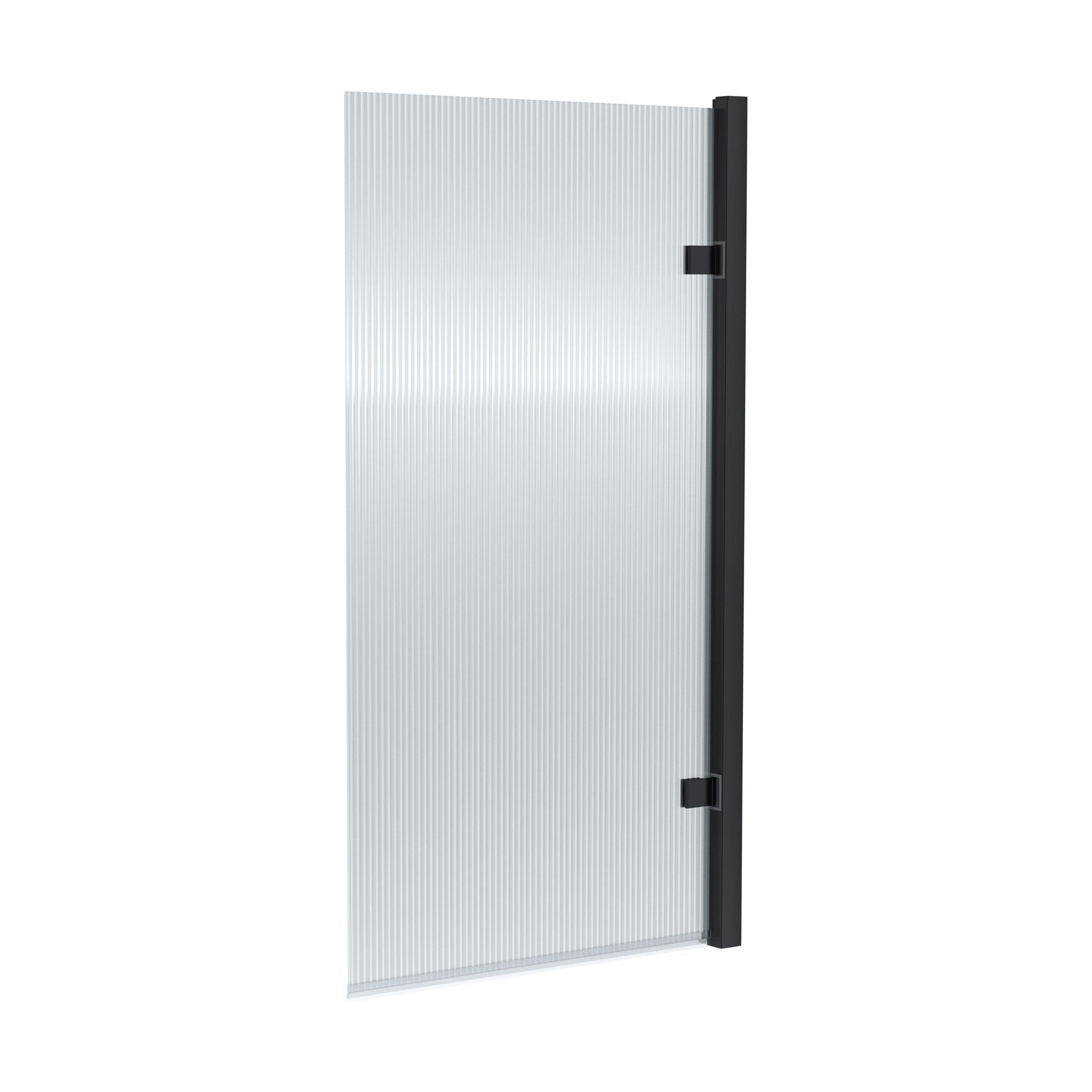 [BBSCSQ7FLBP] Contemporary 8mm Toughened Safety Glass Square Hinged Fluted Bath Screen, 1520 x 830 x 24mm - Choice of Colour - Cutout