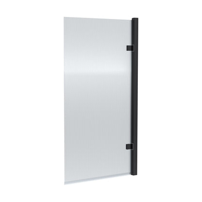 [BBSCSQ7FLBP] Contemporary 8mm Toughened Safety Glass Square Hinged Fluted Bath Screen, 1520 x 830 x 24mm - Choice of Colour - Cutout