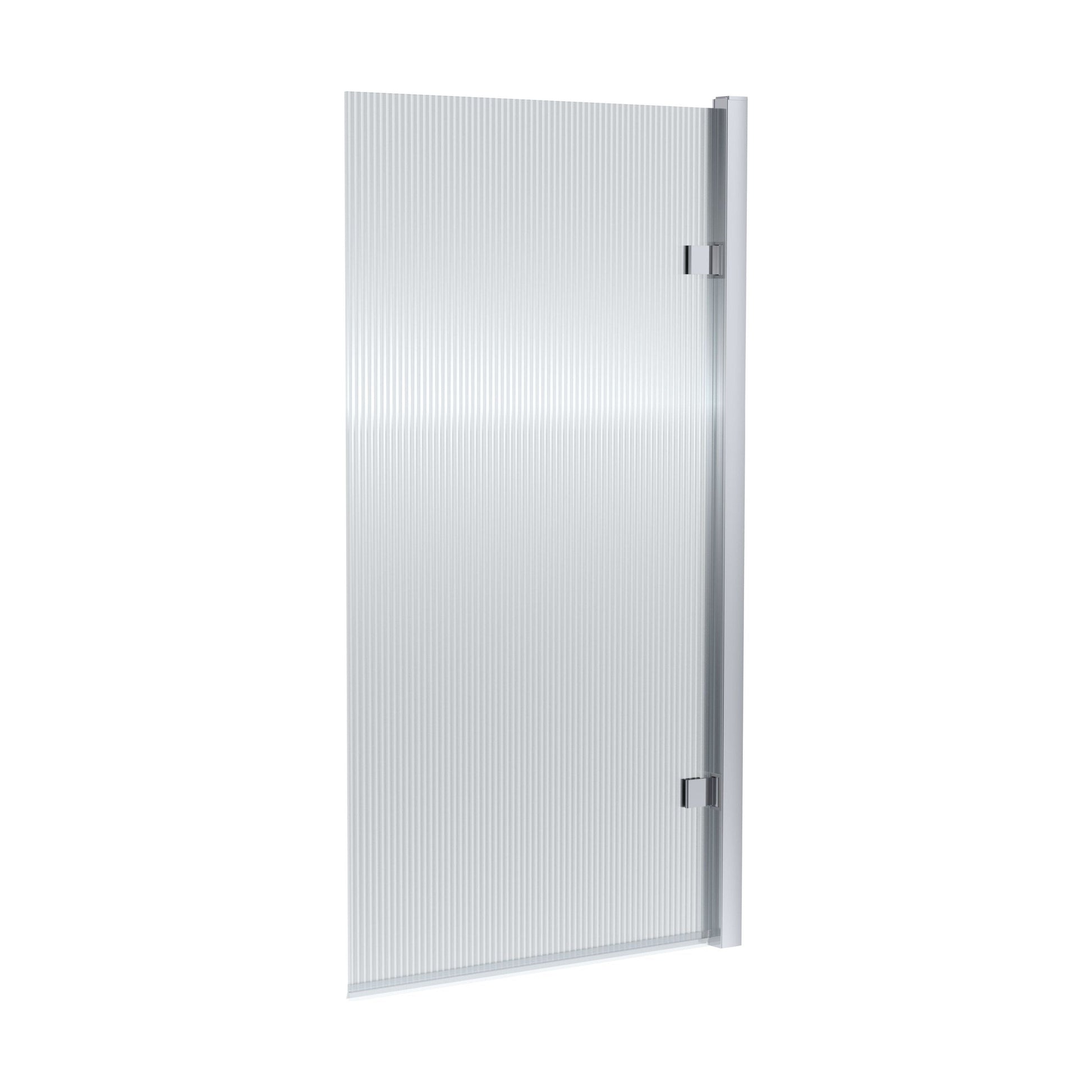 [BBSCSQ7FL] Contemporary 8mm Toughened Safety Glass Square Hinged Fluted Bath Screen, 1520 x 830 x 24mm - Choice of Colour - Cutout