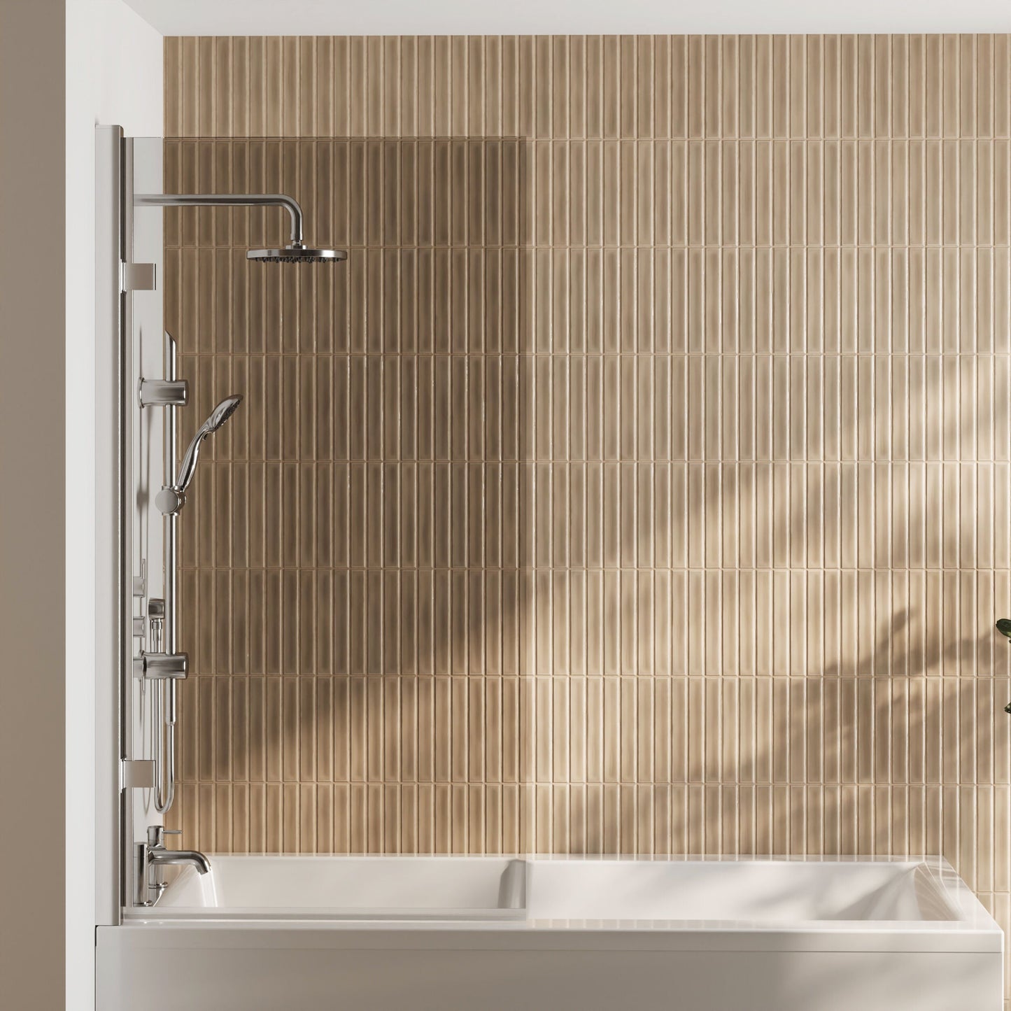 [BBSCSQ7] Contemporary 8mm Toughened Safety Glass Reversible Hinged Straight Shower Bath Screen - Choice of Colour - Lifestyle 1