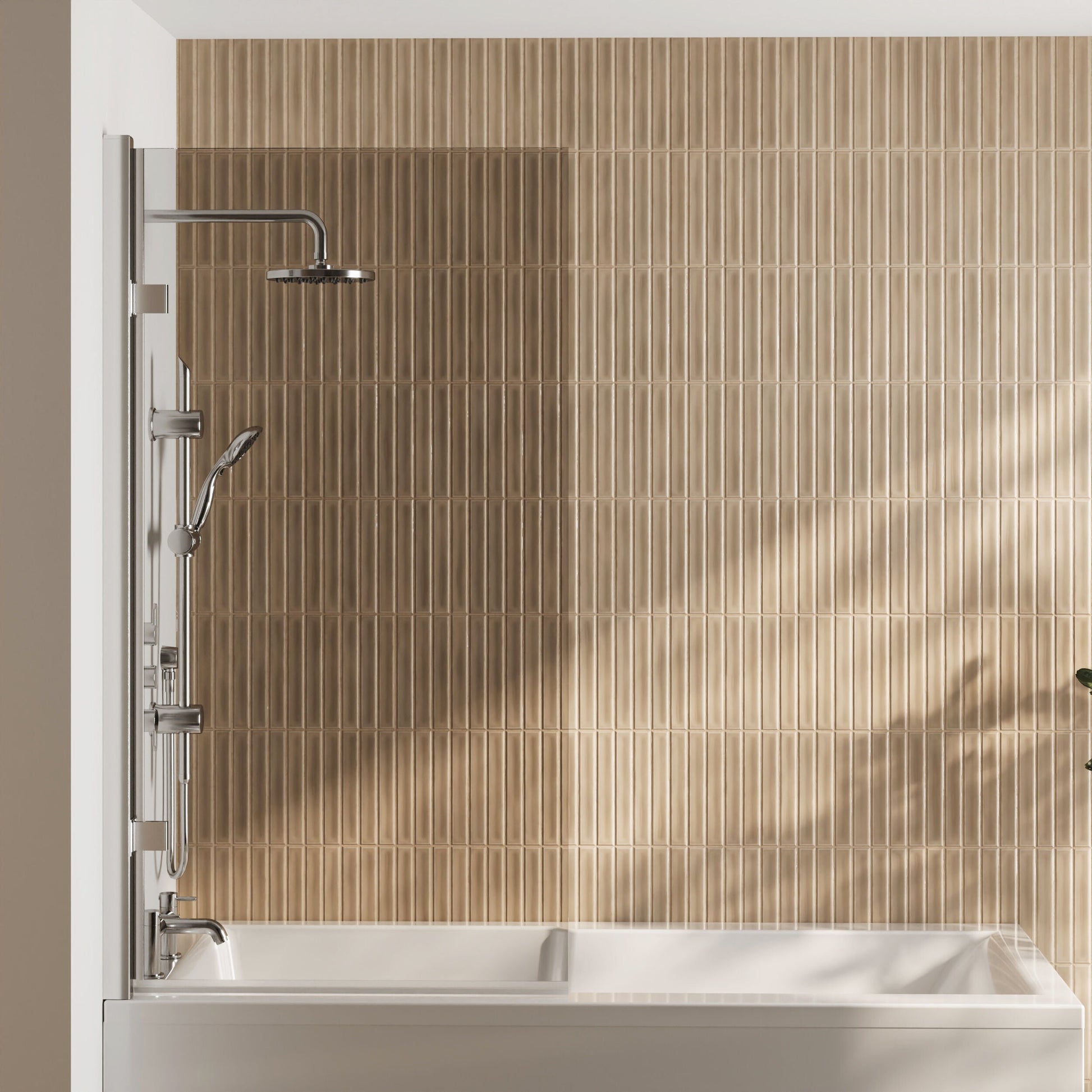 [BBSCSQ7] Contemporary 8mm Toughened Safety Glass Reversible Hinged Straight Shower Bath Screen - Choice of Colour - Lifestyle 1