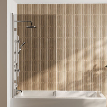 [BBSCSQ7] Contemporary 8mm Toughened Safety Glass Reversible Hinged Straight Shower Bath Screen - Choice of Colour - Lifestyle 1
