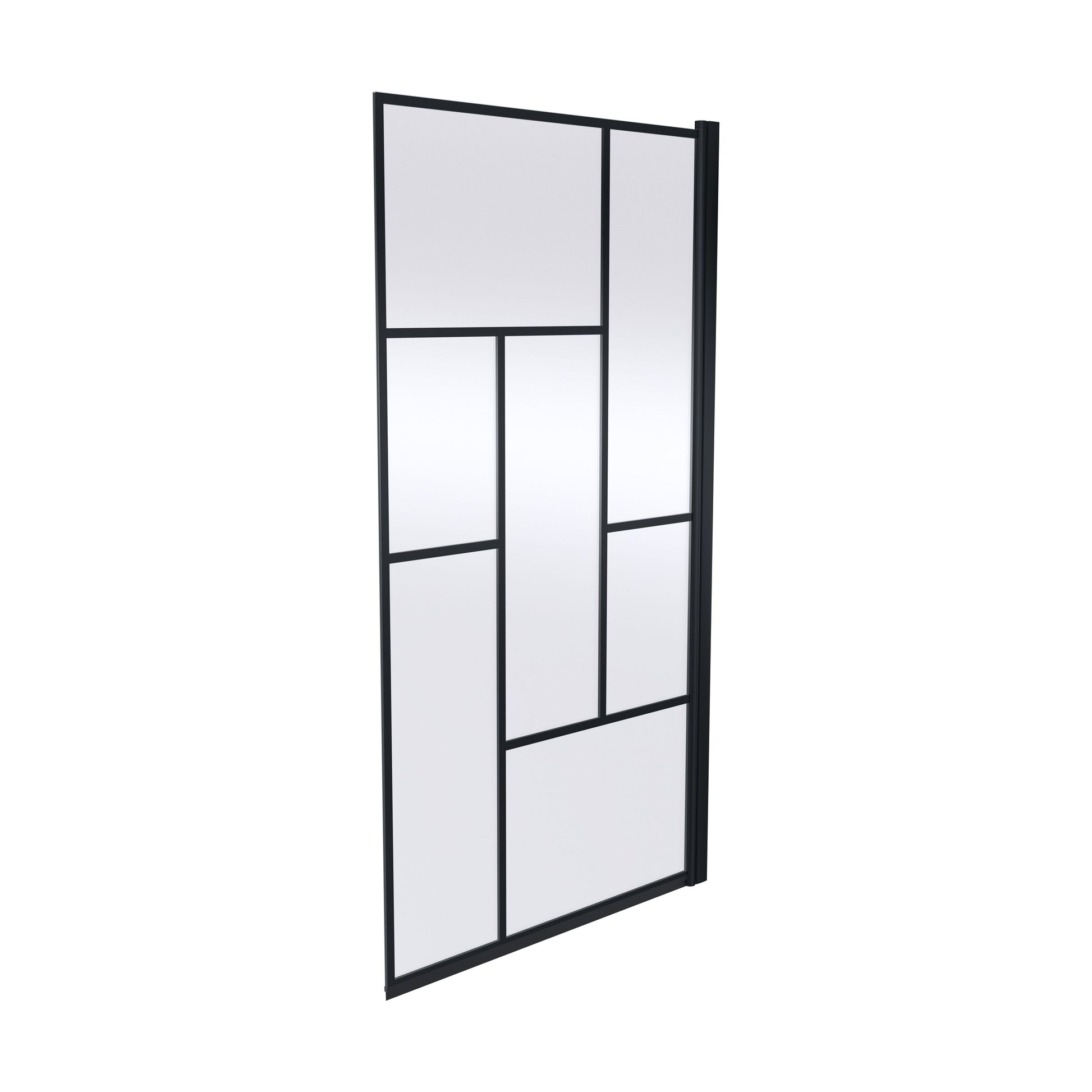 [BBSCSQBB] Balterley Abstract Modern Square 6mm Toughened Safety Glass Reversible Shower Bath Screen - Black - Cutout
