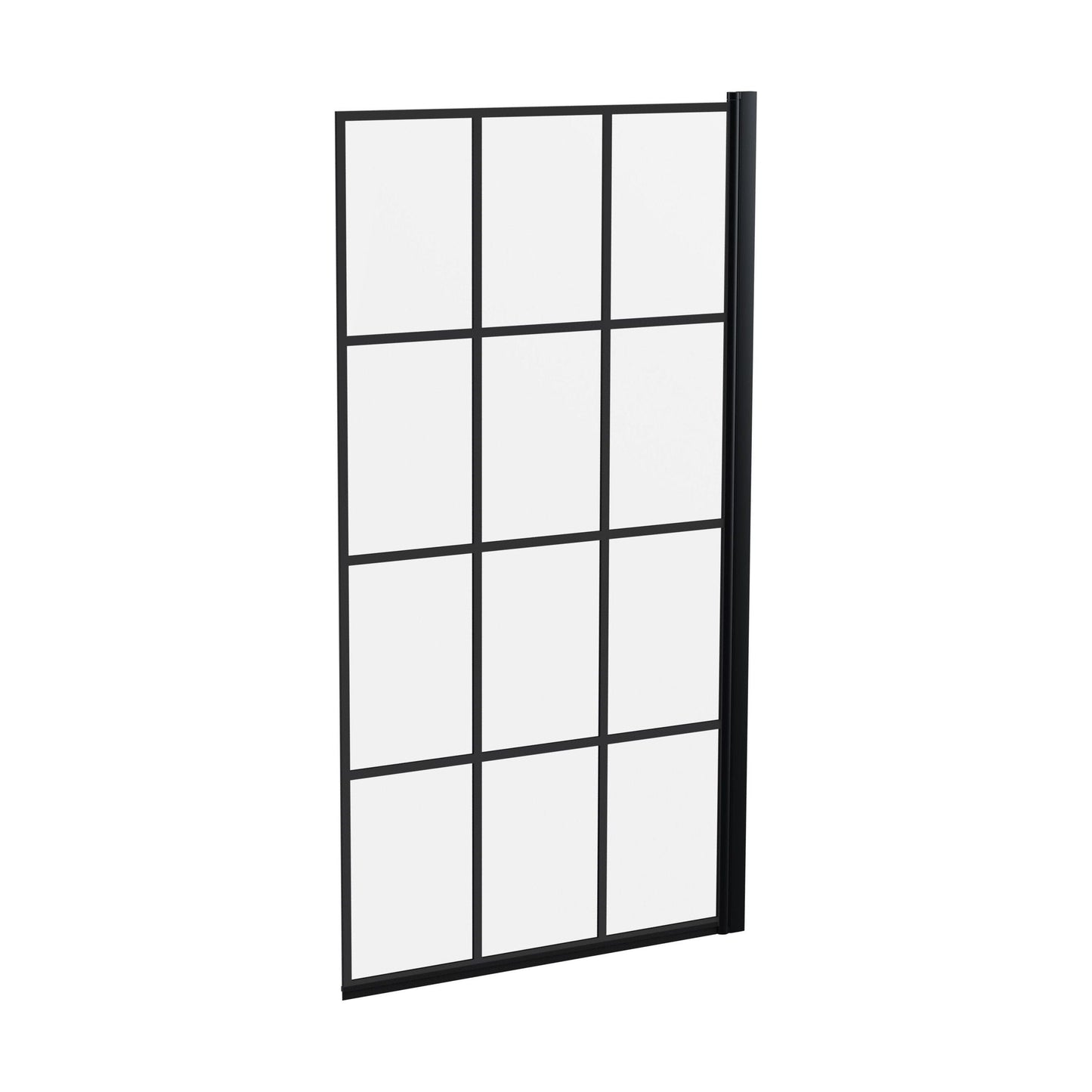 [BBSCSQBF] Contemporary Black Framed Reversible Hinged Shower Bath Screen - 6 mm Toughened Safety Glass, H: 1430 × W: 790 × D: 38 mm - Cutout