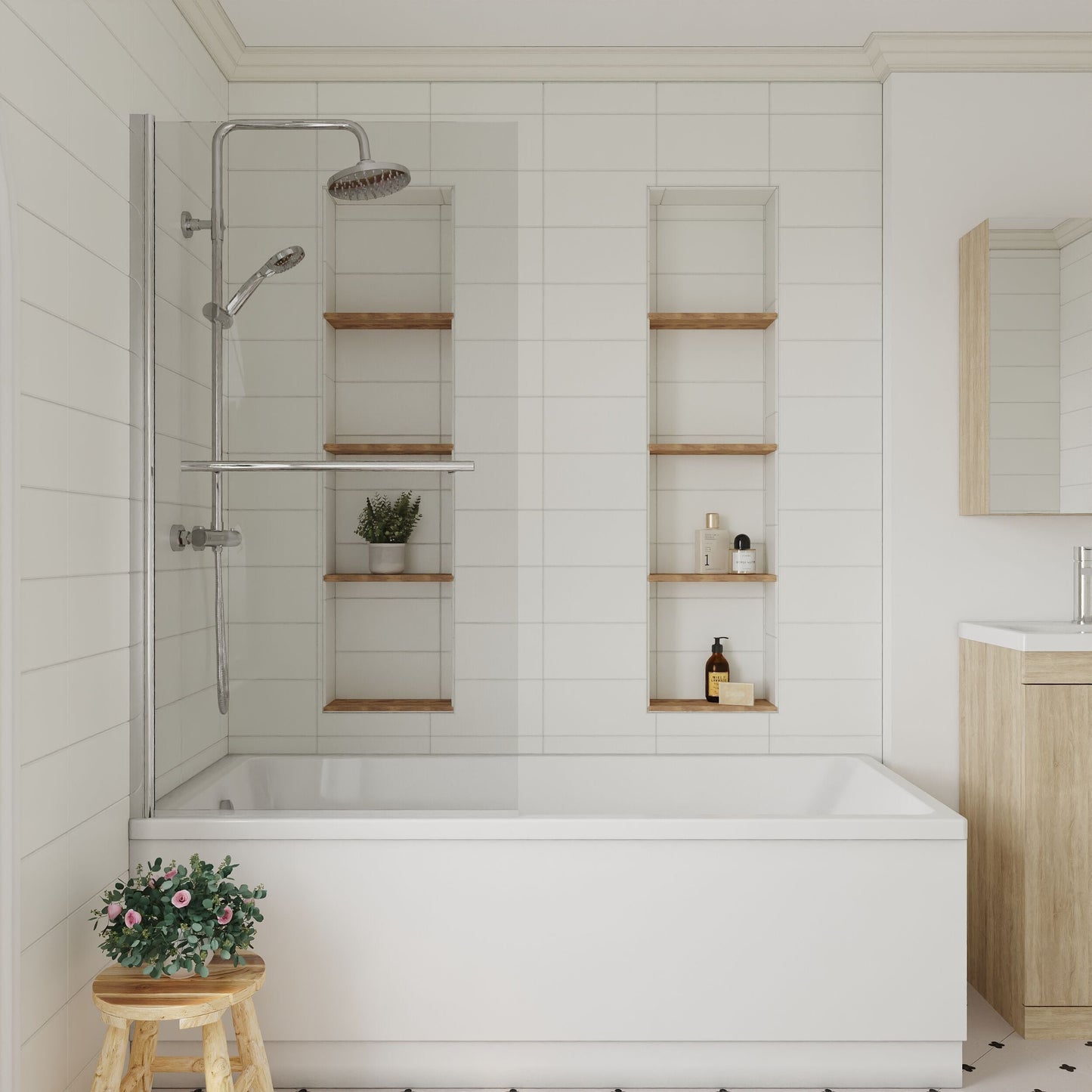 [BBSCSQR] Contemporary Square Bath Shower Screen - Choice of Style and Finish - Lifestyle 1