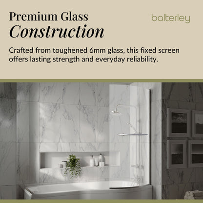 Contemporary Curved 6mm Toughened Safety Glass Reversible B-Bath Screen