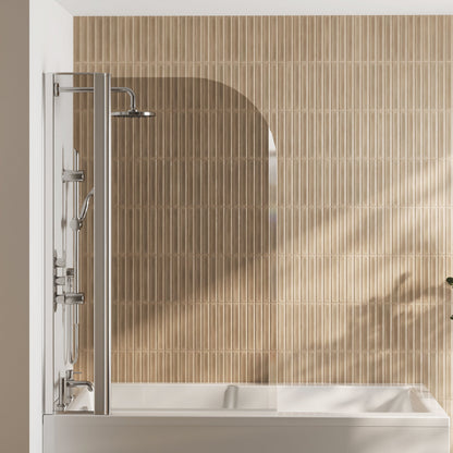 [BBSCSS2] Balterley Modern 6mm Toughened Safety Glass Reversible Shower Bath Screen with Fixed Panel - Chrome - Lifestyle 1