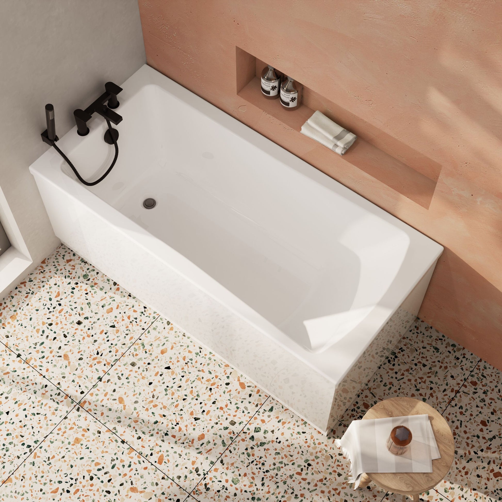 [BBSE405] Contemporary Square Single Ended Bath Tub & Leg Set - Multiple Sizes - Lifestyle 2