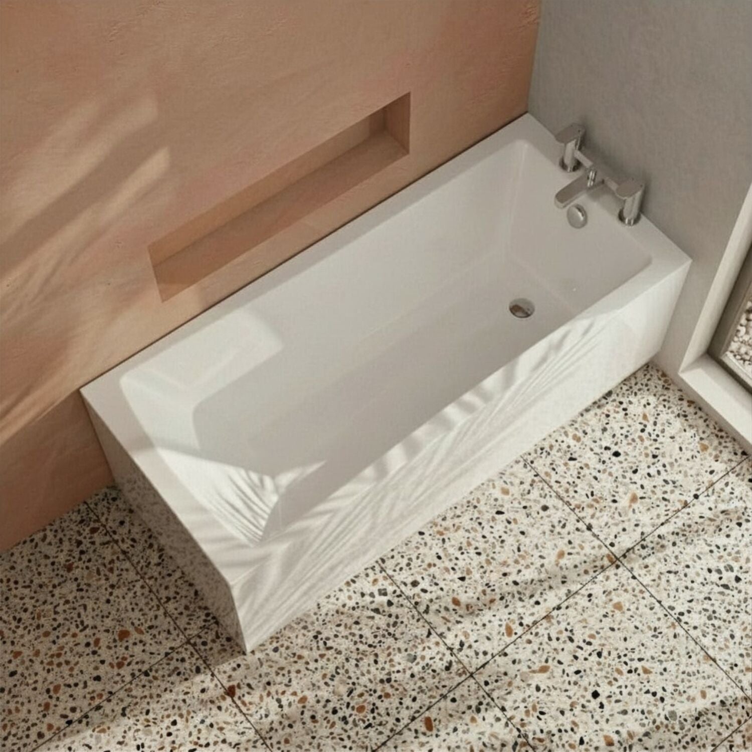 [BBSE407] Contemporary Square Single Ended Bath Tub & Leg Set - Multiple Sizes - Silo