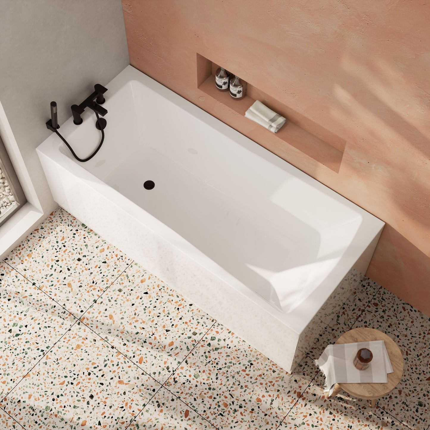 [BBSE410] Contemporary Square Single Ended Bath Tub & Leg Set - Multiple Sizes - Lifestyle 2
