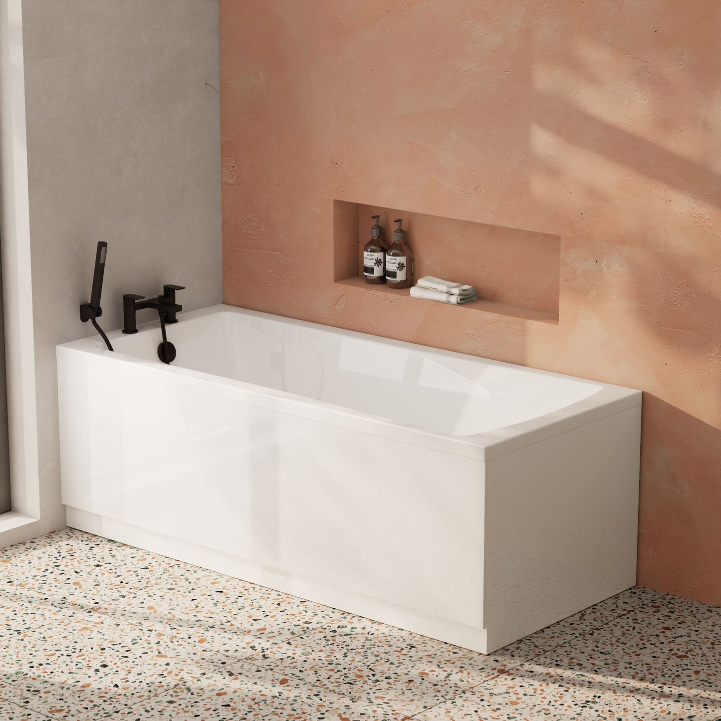 [BBSE410] Contemporary Square Single Ended Bath Tub & Leg Set - Multiple Sizes - Lifestyle 3