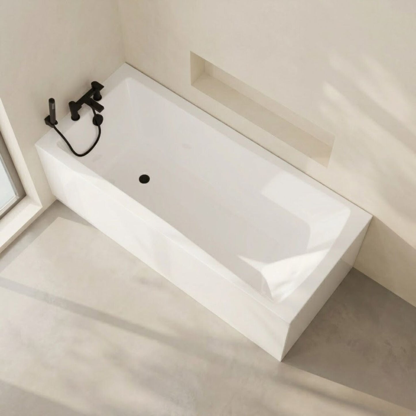 [BBSE410] Contemporary Square Single Ended Bath Tub & Leg Set - Multiple Sizes - Silo