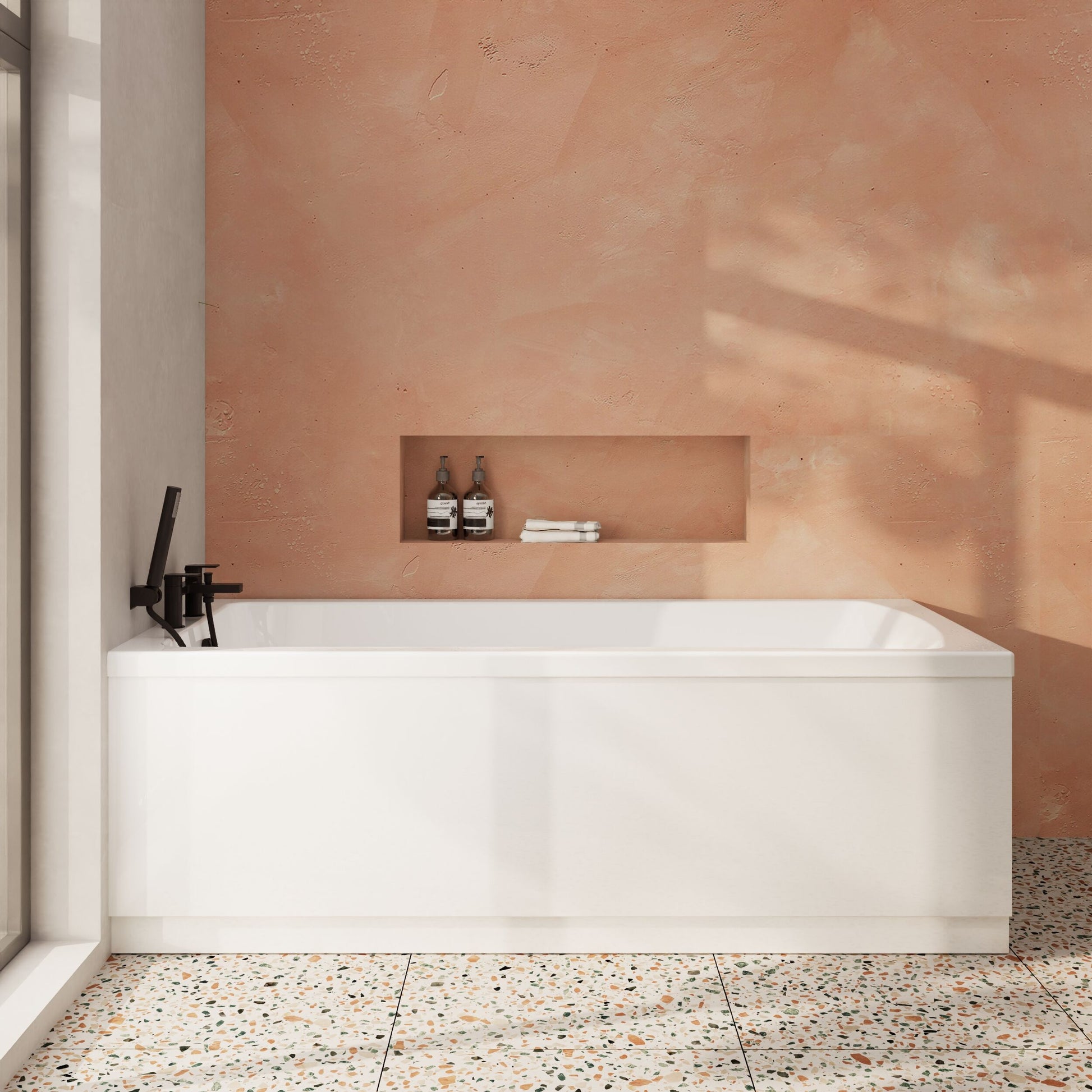 [BBSE414] Contemporary Square Single Ended Bath Tub & Leg Set - Multiple Sizes - Lifestyle 1