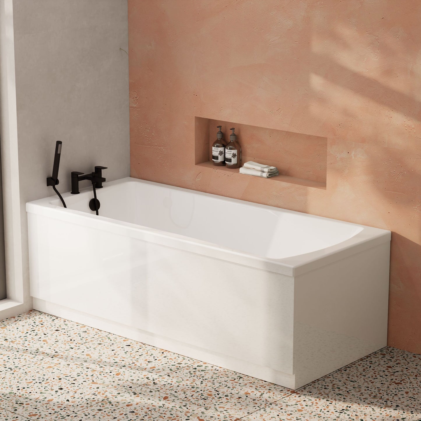 [BBSE414] Contemporary Square Single Ended Bath Tub & Leg Set - Multiple Sizes - Lifestyle 3