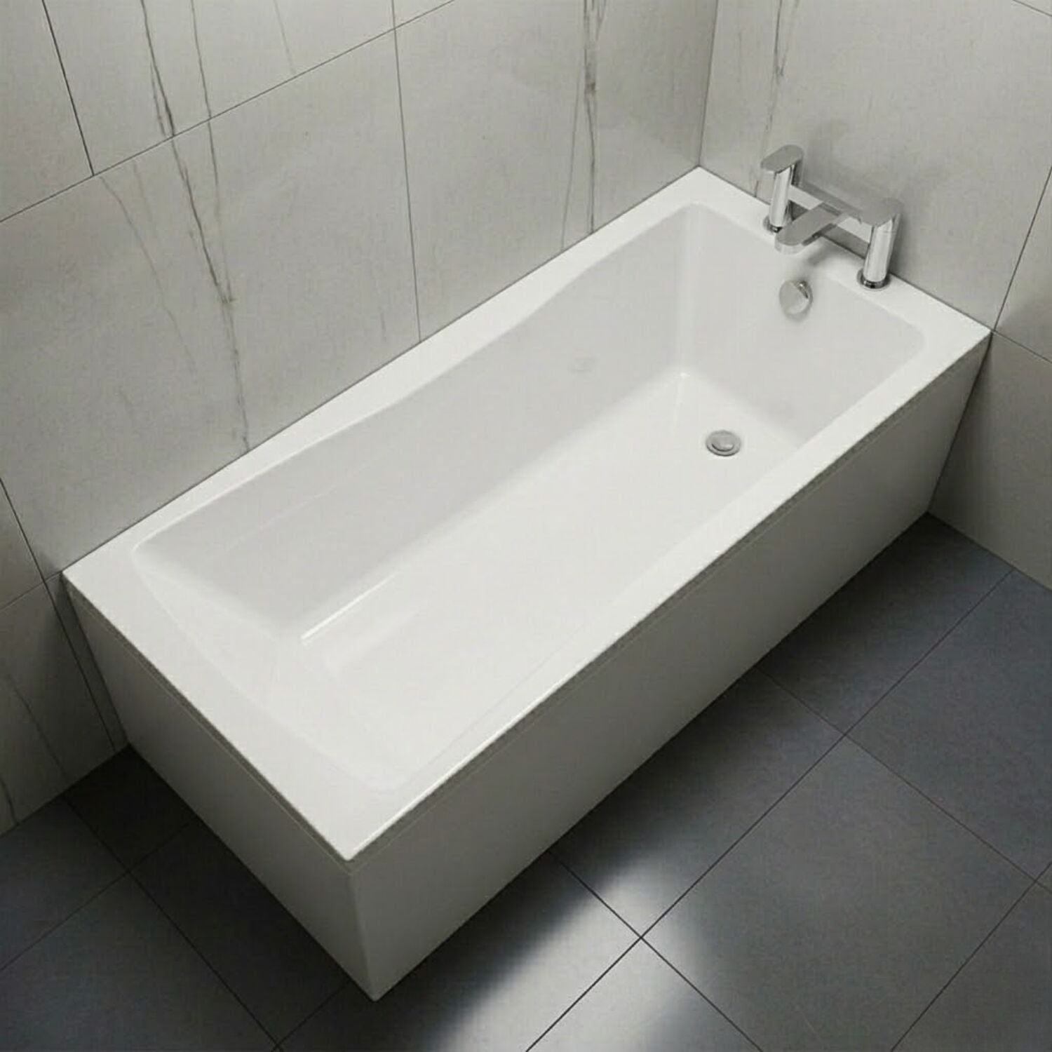[BBSE414] Contemporary Square Single Ended Bath Tub & Leg Set - Multiple Sizes - Silo