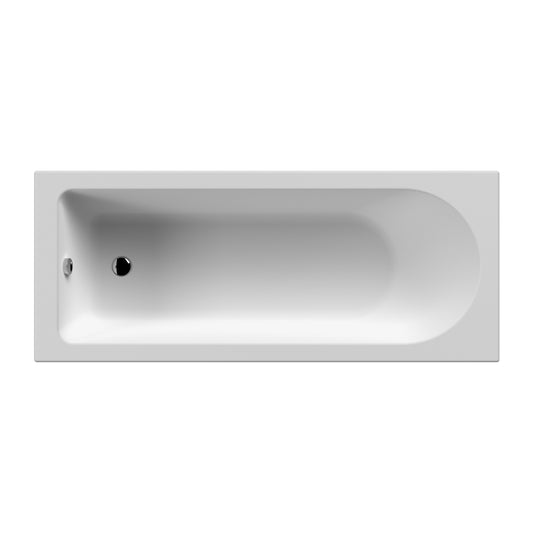 Balterley Modern Single Ended Straight Shower Bath with Leg Set, 1600mm x 700mm - White
